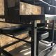 Old black metal postal sorting furniture + 30 perforated lockers + vintage stool