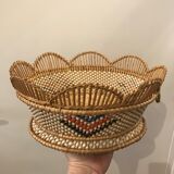Wicker and scoubidou basket