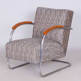 Restored Bauhaus Armchair, by Mücke-Melder, Original Upholstery, Czech, 1930s