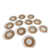 Douze assiettes à dessert vintage Gien Vésuve