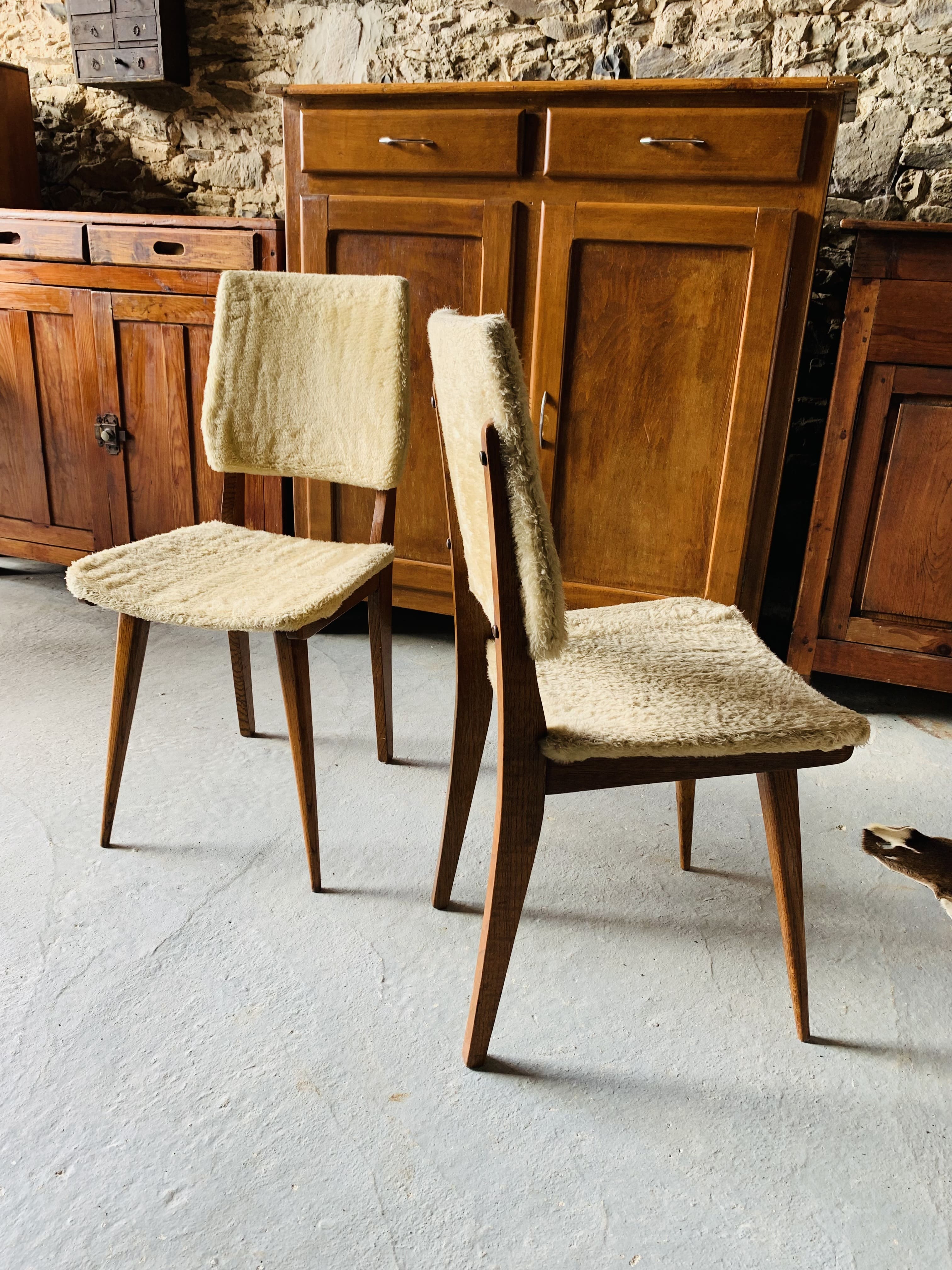 Set of 2 moumoute chairs - wooden structure