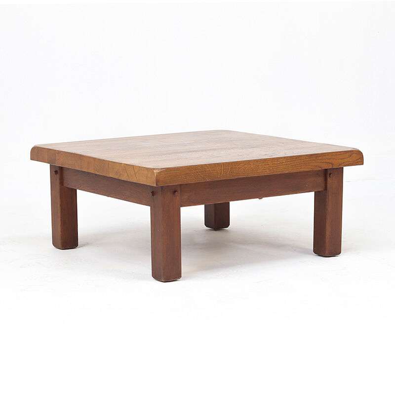 Vintage Rustic Brutalist Mid-Century Coffee Table from Oak