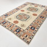 7x10 Vimtage Beige Orange Large Area Vintage Rug, 203x292 Cm