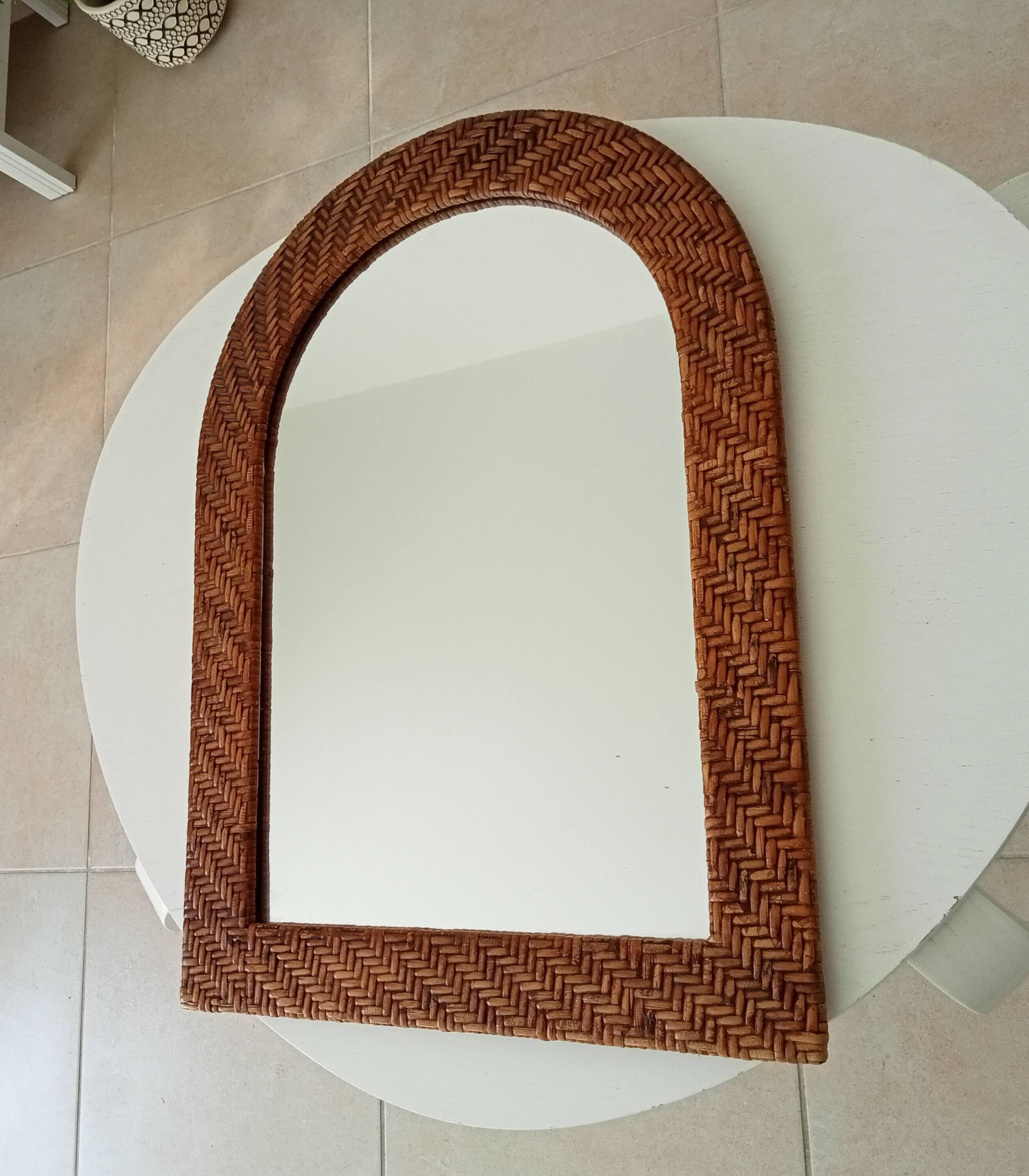 Vintage woven rattan mirror 60*43cm 60s/70s