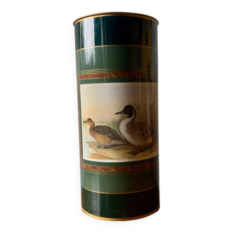 Old enameled sheet metal umbrella stand - duck decoration