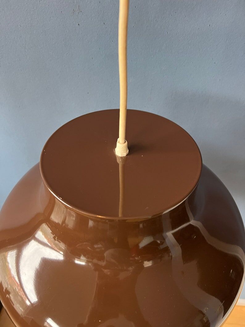 Vintage mid century pendant lamp in brown metal
