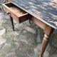 Old farmhouse table desk 1 drawer solid wood patinated black top