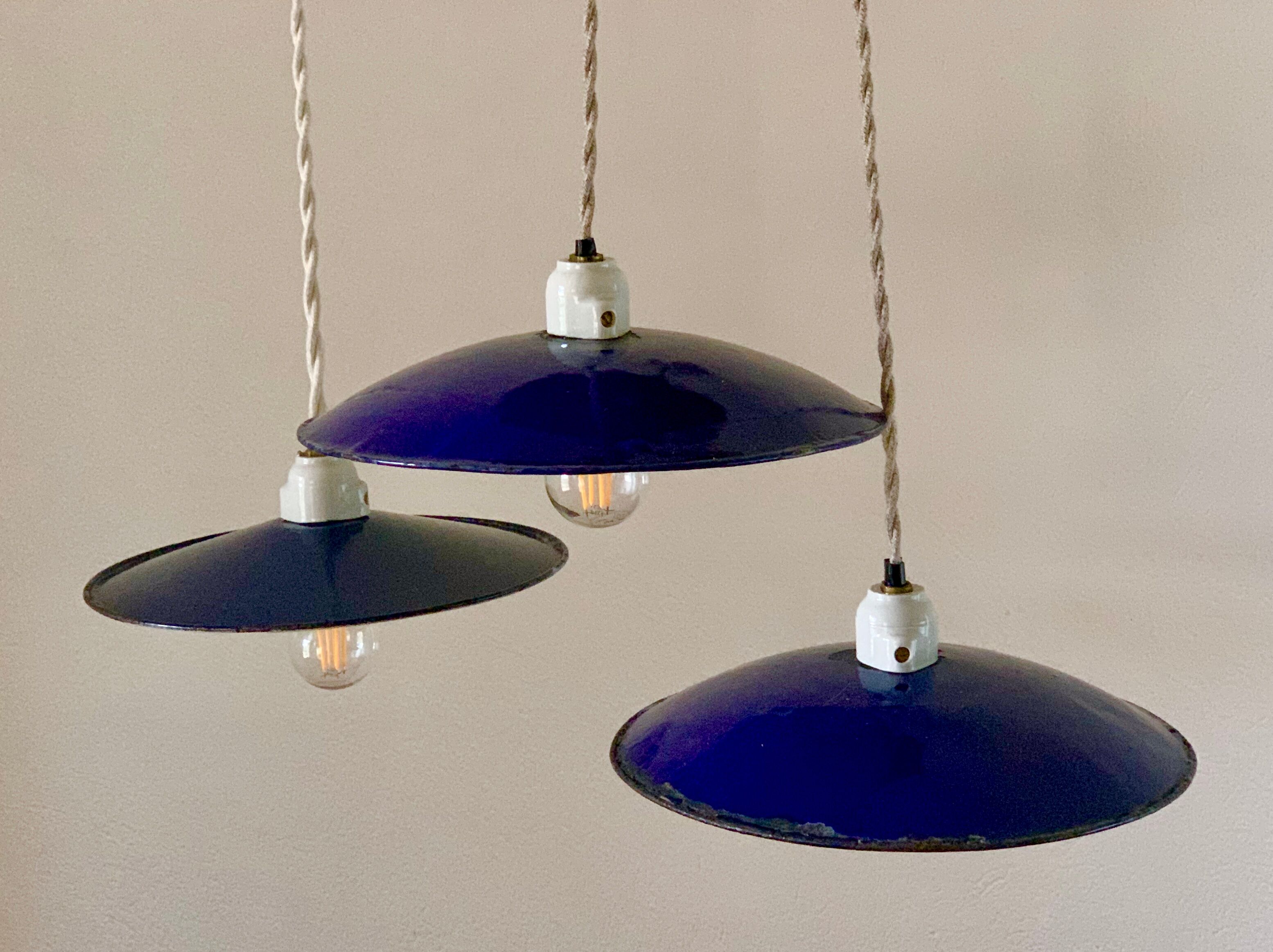 Set of 3 suspensions bistro sheet metal enamelled