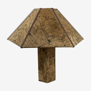 Lampe de table hexagonale wabi sabi hexagonale en liège vintage, Allemagne années 1970