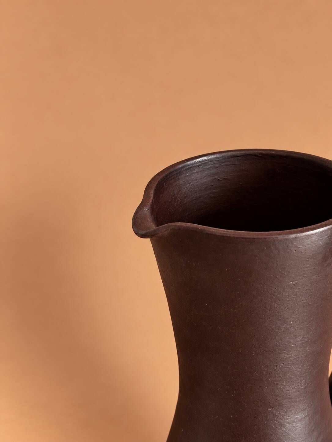 Brown stoneware jug, vintage wabi-sabi style