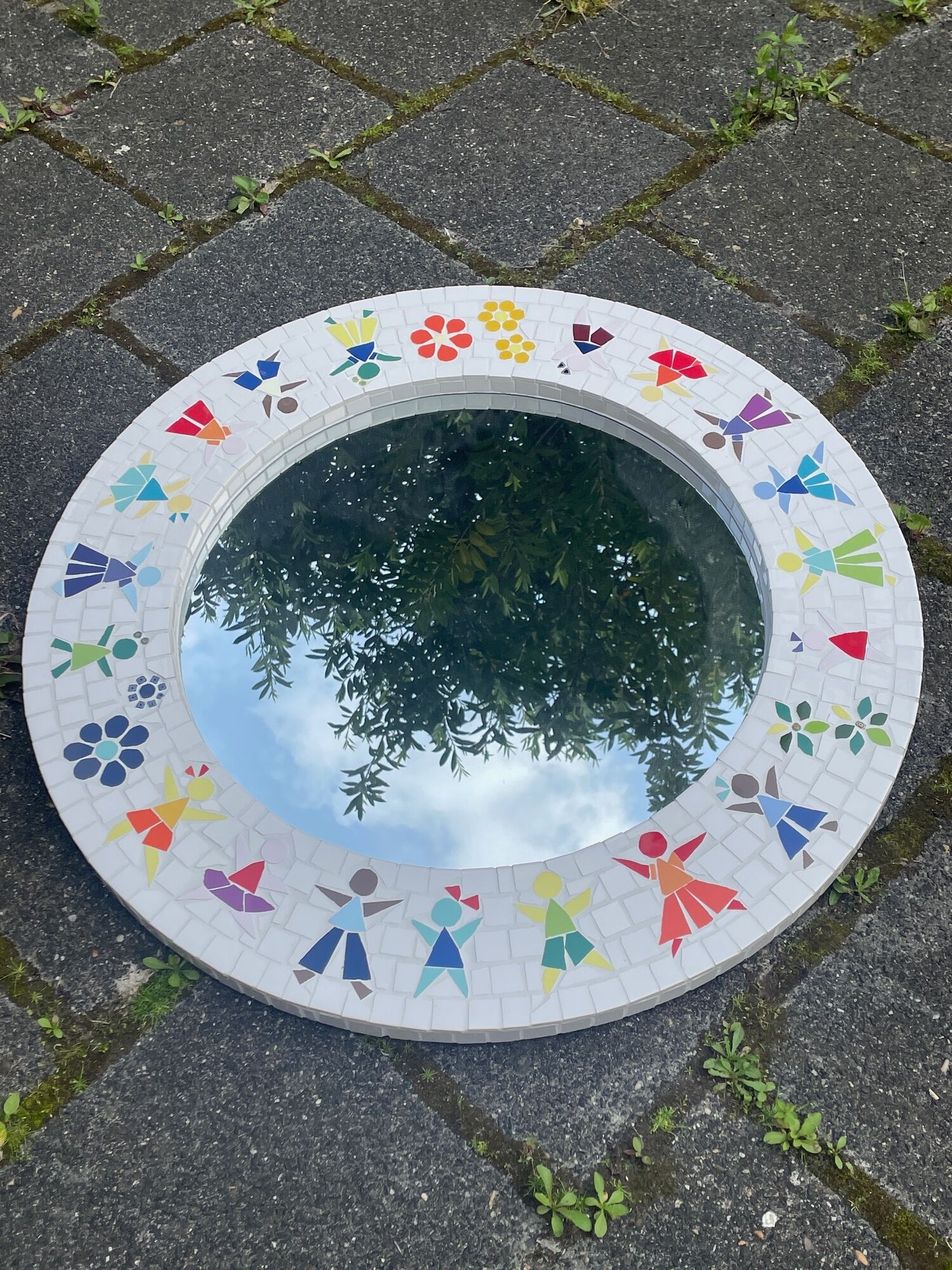 Vintage Mozaik mirror. Children mirror, Childsroom mirror tiles.