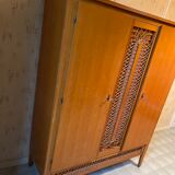 Scandinavian style wardrobe wood and rattan vintage 60s