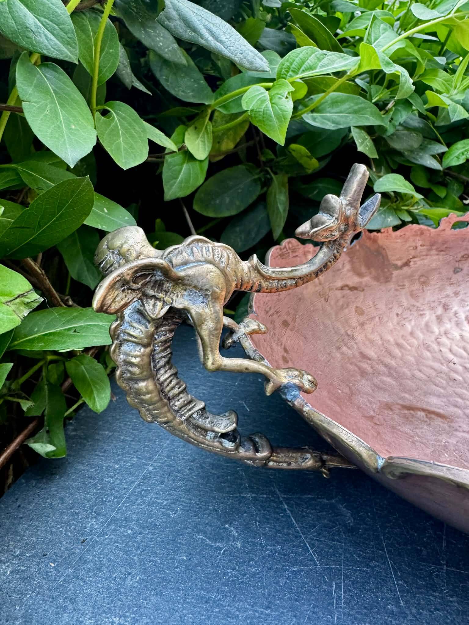 Large Art Nouveau copper fruit bowl Italy 1890s