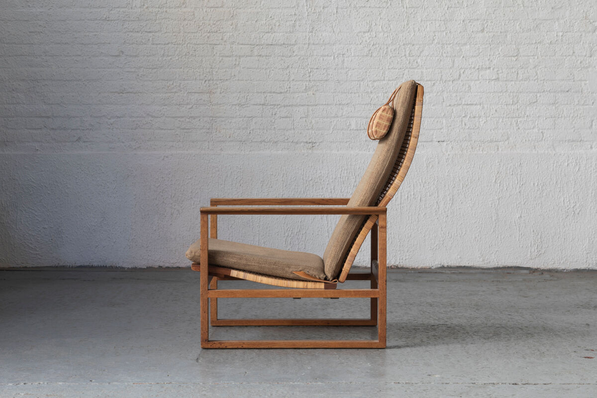 Set of 2 lounge chairs and one footrest by Borge Mogensen for Fredericia Denmark 1960’s