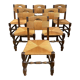 Six brutalist chairs straws and wood 60s