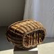 Large antique woven wicker basket with handle H45 L43 D25