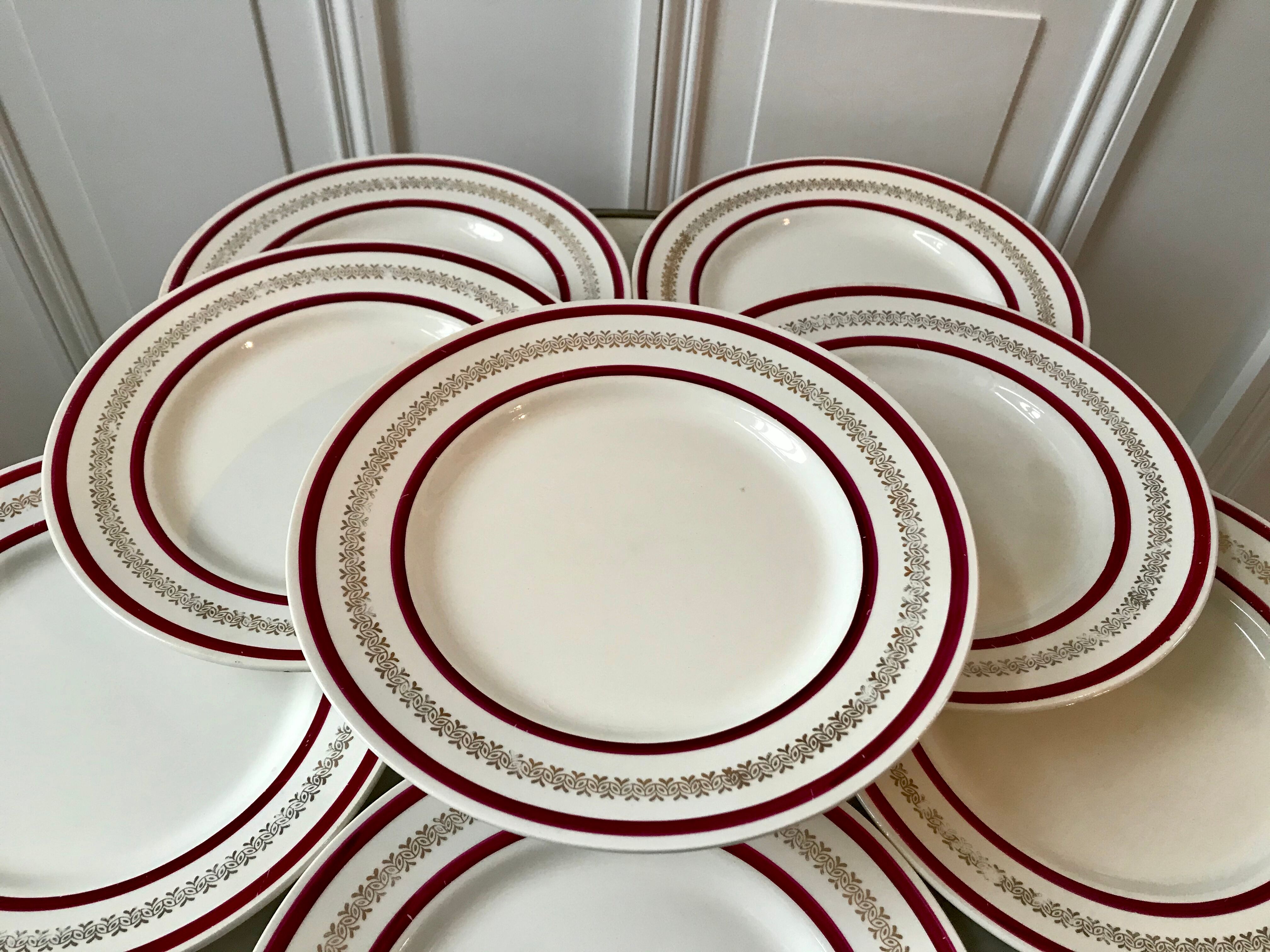 Set of 8 flat plates Gien 50s