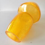 Vase à col en verre givré "pailleté" jaune