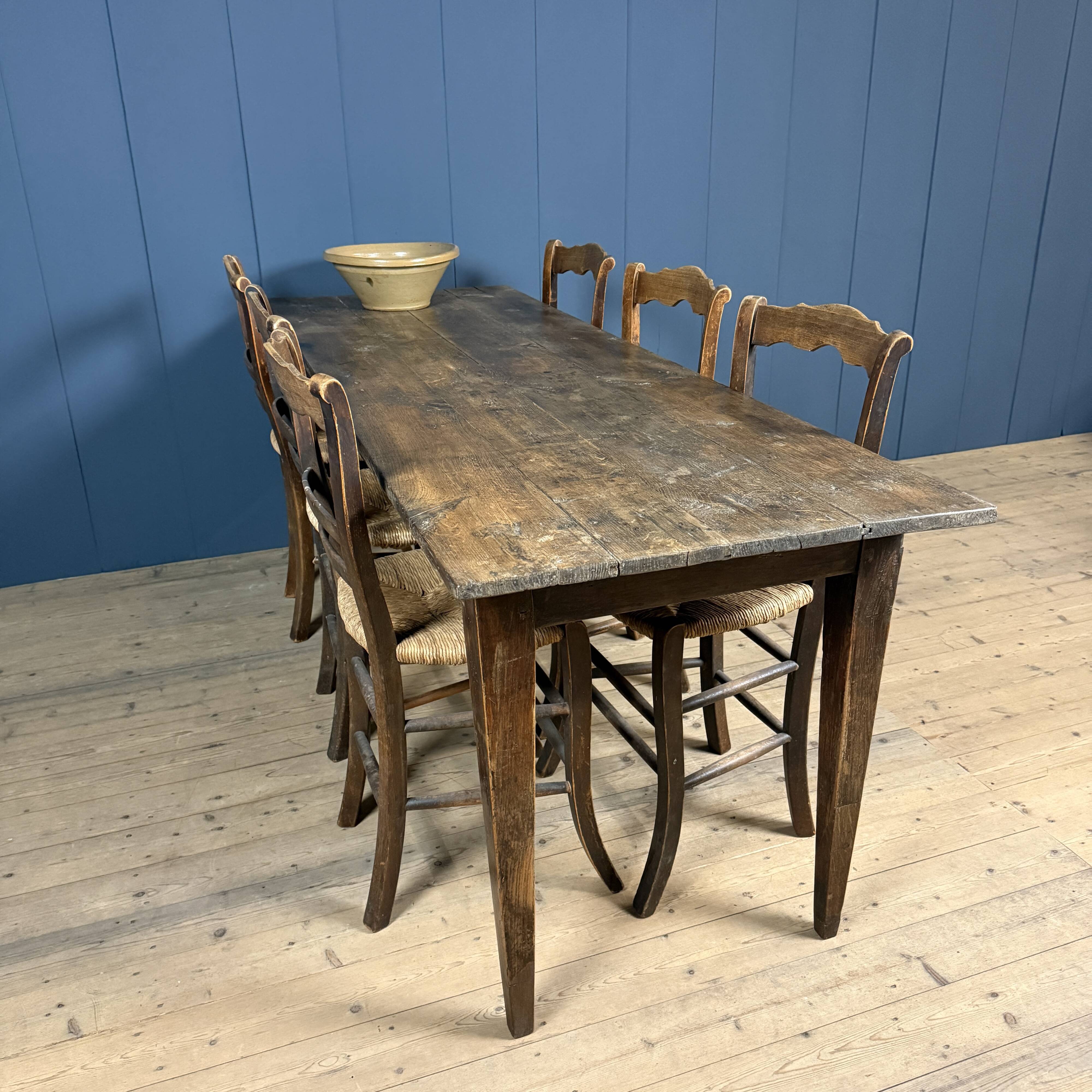 Rustic French oak farmhouse dining table