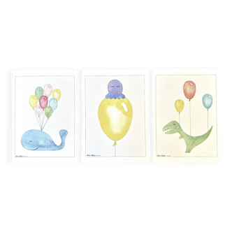 Série de 3 illustrations pour enfant A3