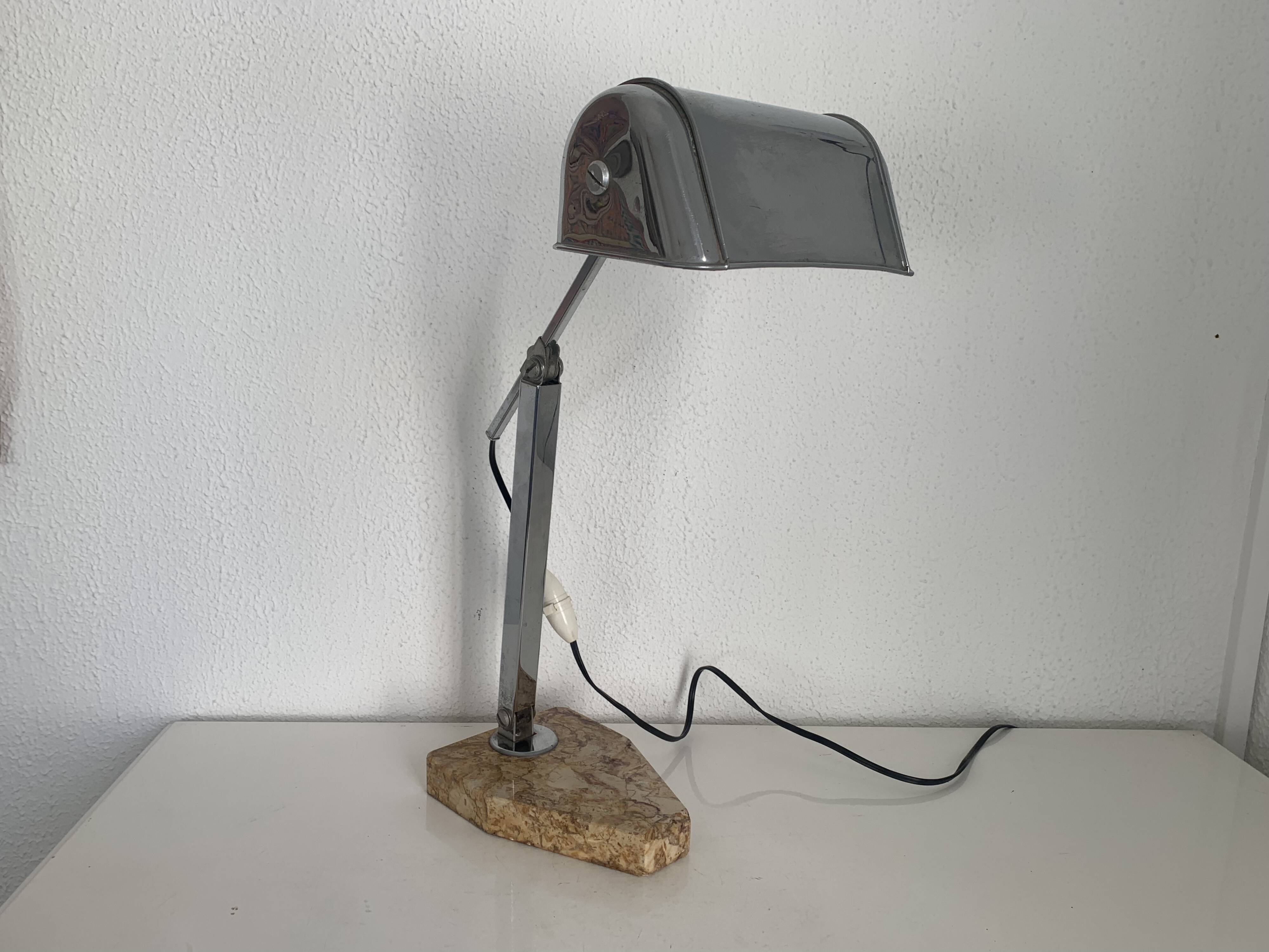 Vintage lamp 1930 Fare French craftsmanship sand marble - 45 cm