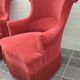 Pair of fringed crapaud armchairs