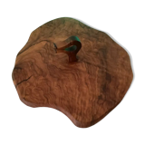 Vintage olive solid wood cheese platter with handle + knife (wooden handle)