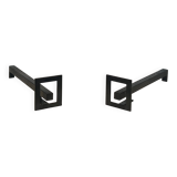 Pair of modernist andirons in steel and wrought iron