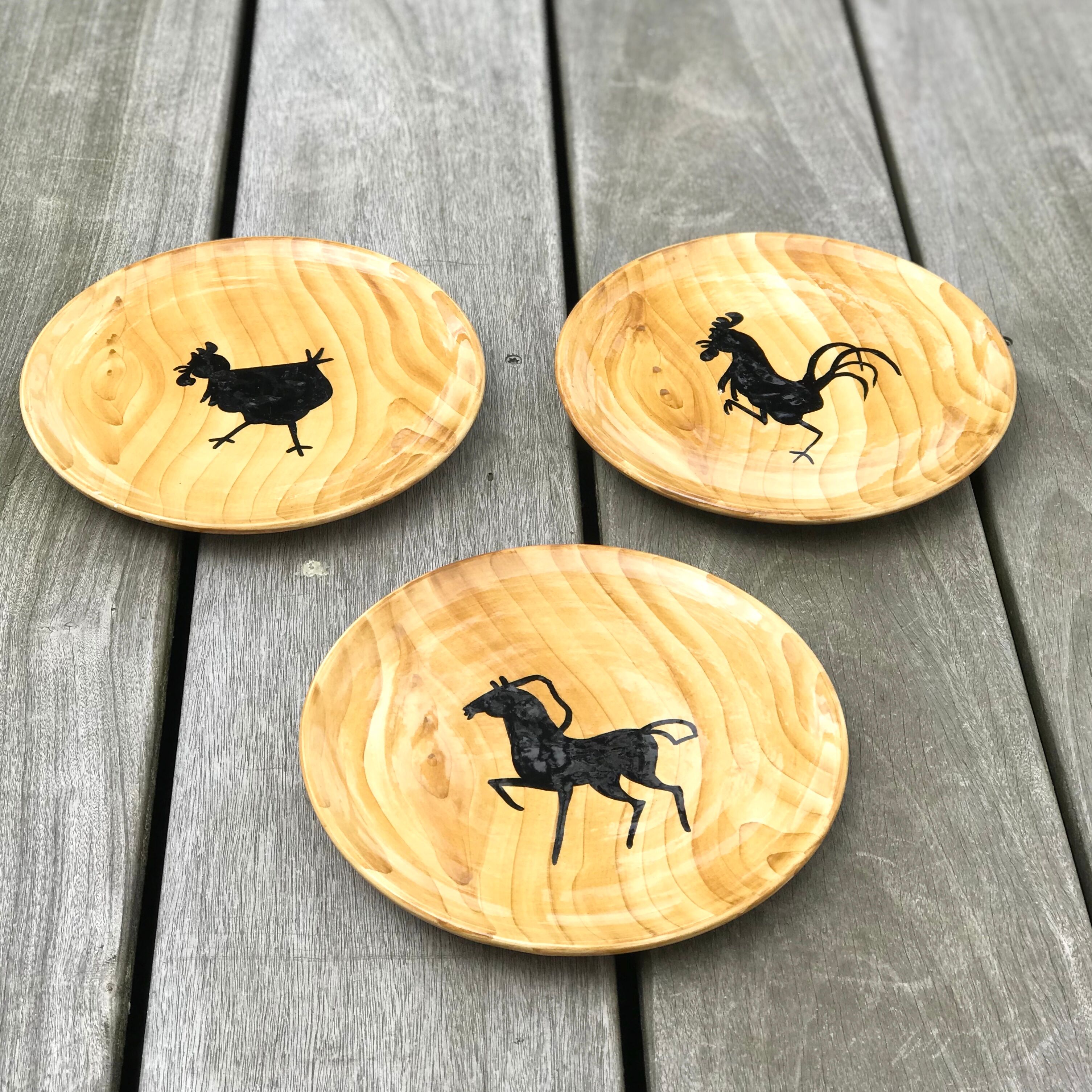 Together 3 Vallauris workshops Grandjean Jourdan hand painted plates