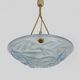 Old degue chandelier, 1-burner art deco washbasin pendant light, in blue glass paste. signed degué