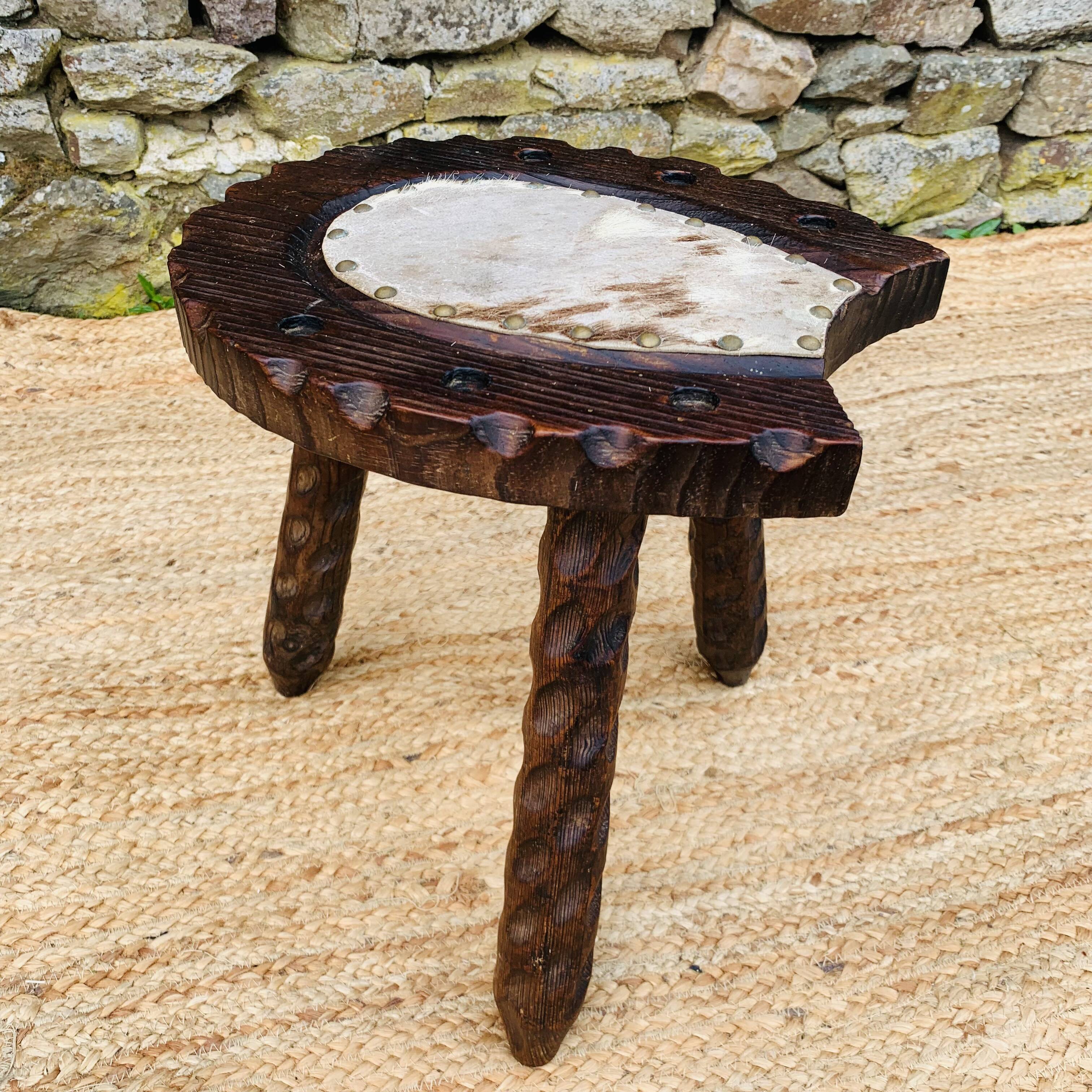 Wooden horseshoe stool