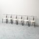 Set of 6 vintage chairs in chromed metal and white fabric, 1980s modernism