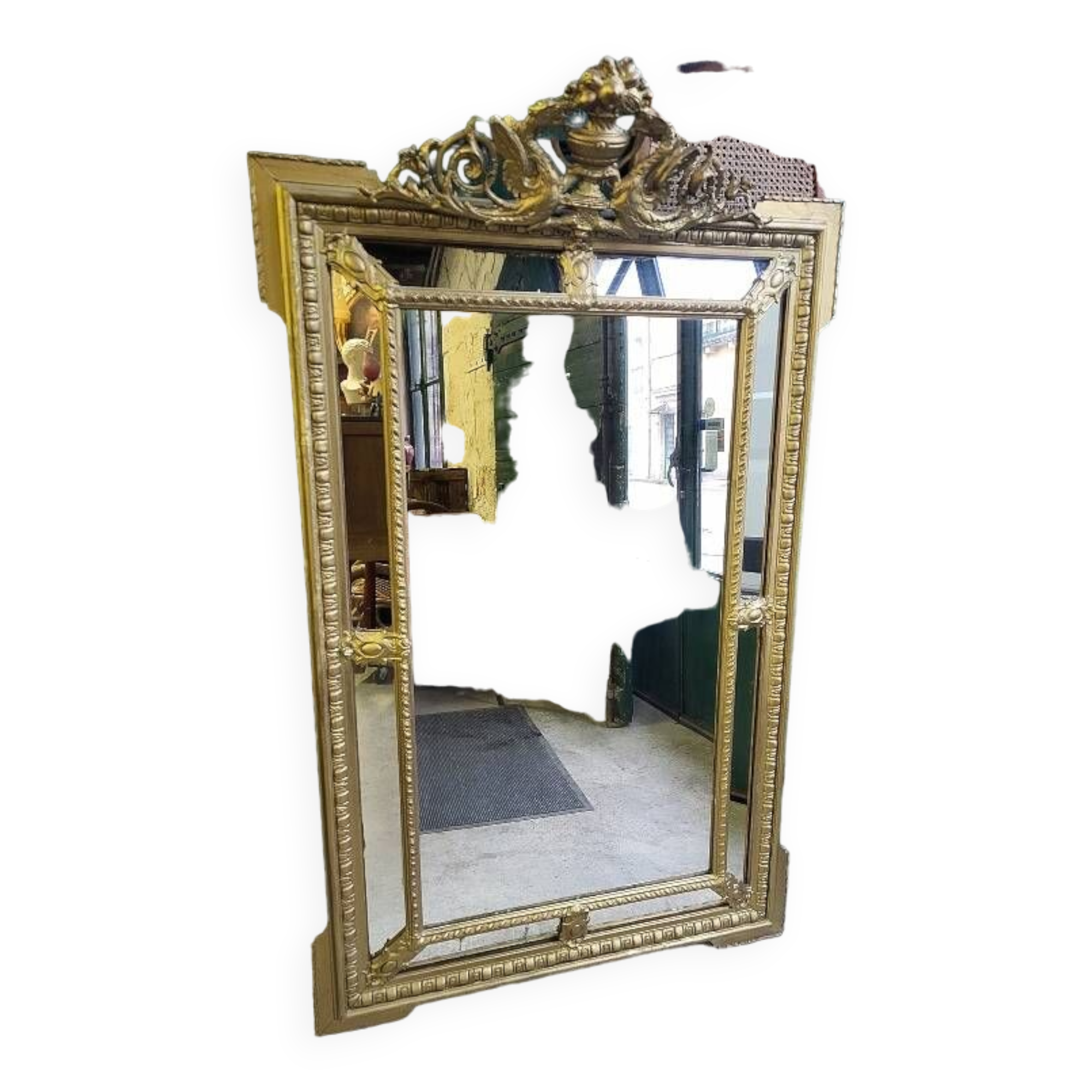 Large framed mirror from the 19th century