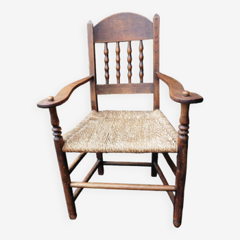 19th century straw country armchair