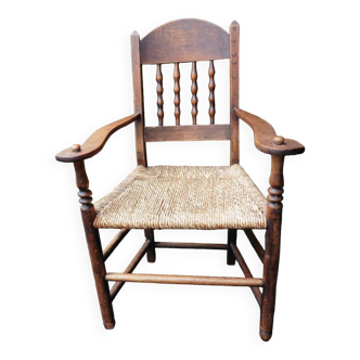 19th century straw country armchair