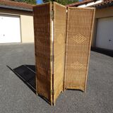 Vintage rattan and bamboo basketry screen