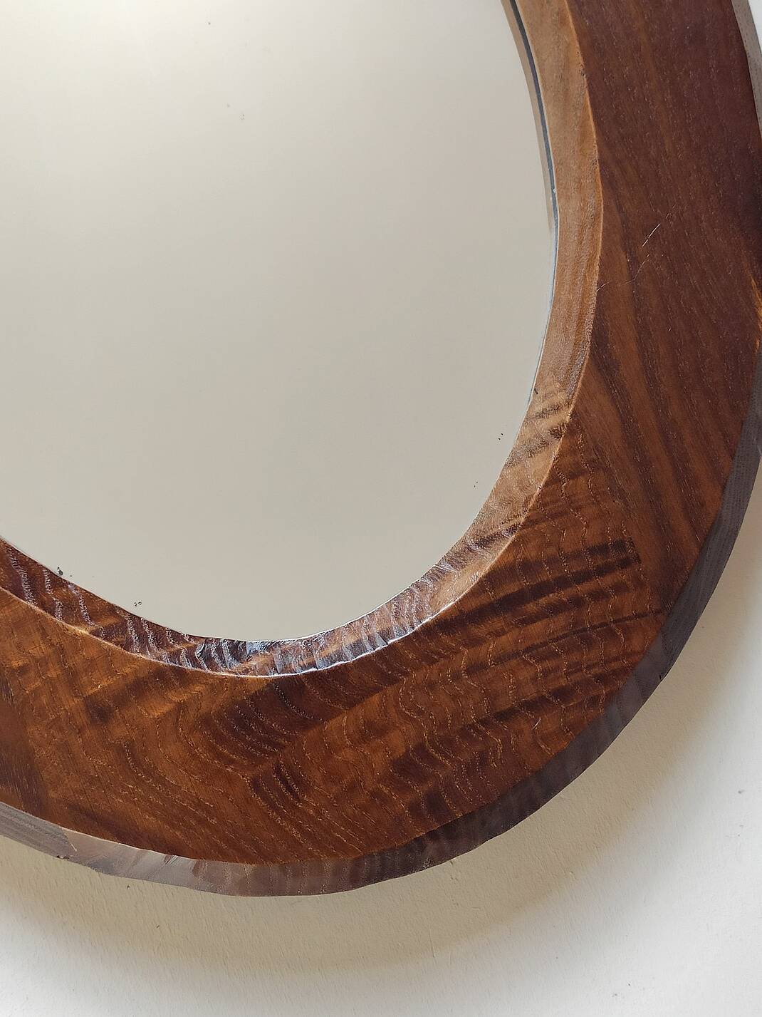 Vintage oval wooden mirror