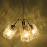 Mid-century chandelier, chrome and glass, Belgium 1960
