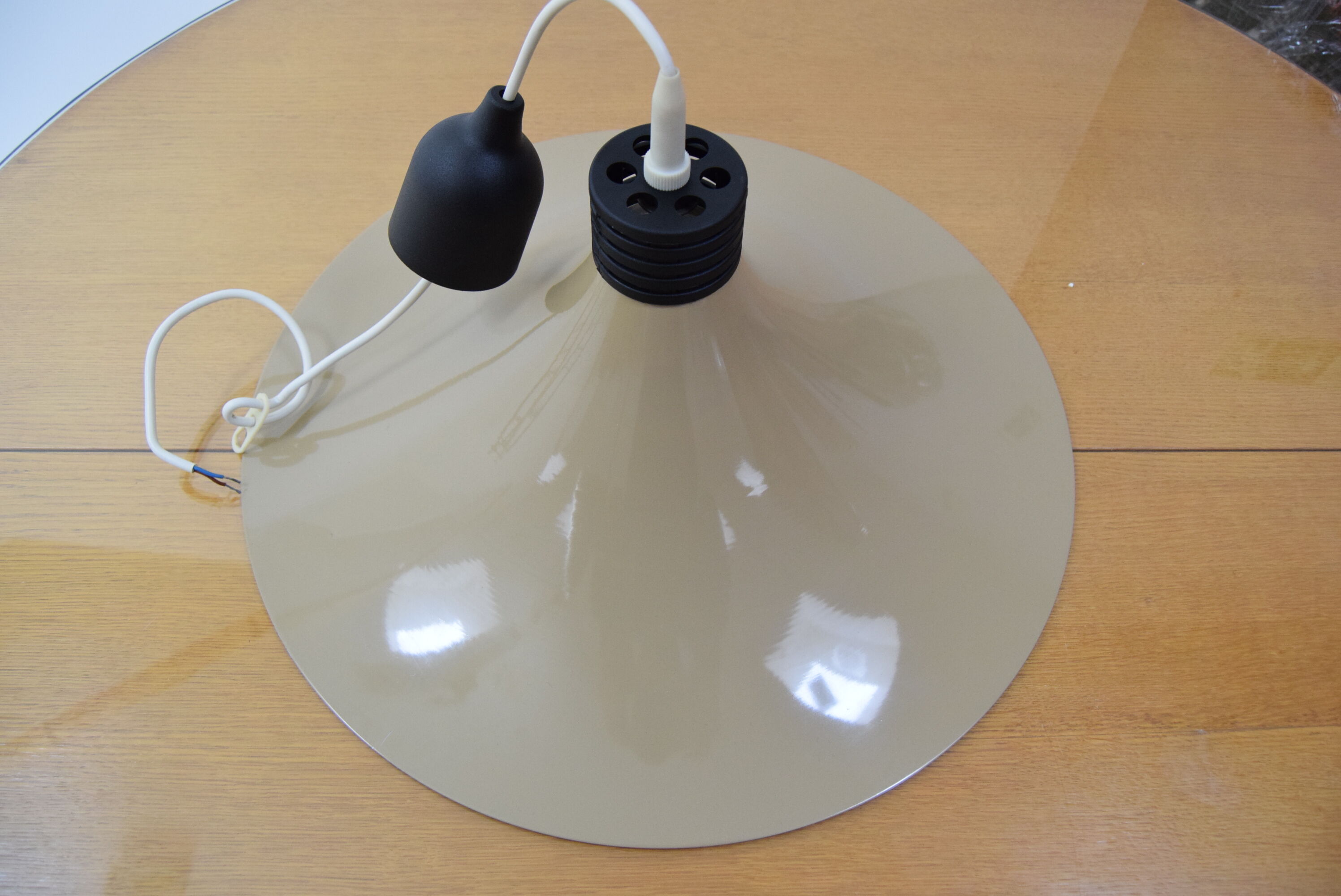 Mid-century Brown Lacquered metal Pendant circa 1980's.