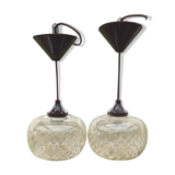 Amber glass hanging lamps 1970