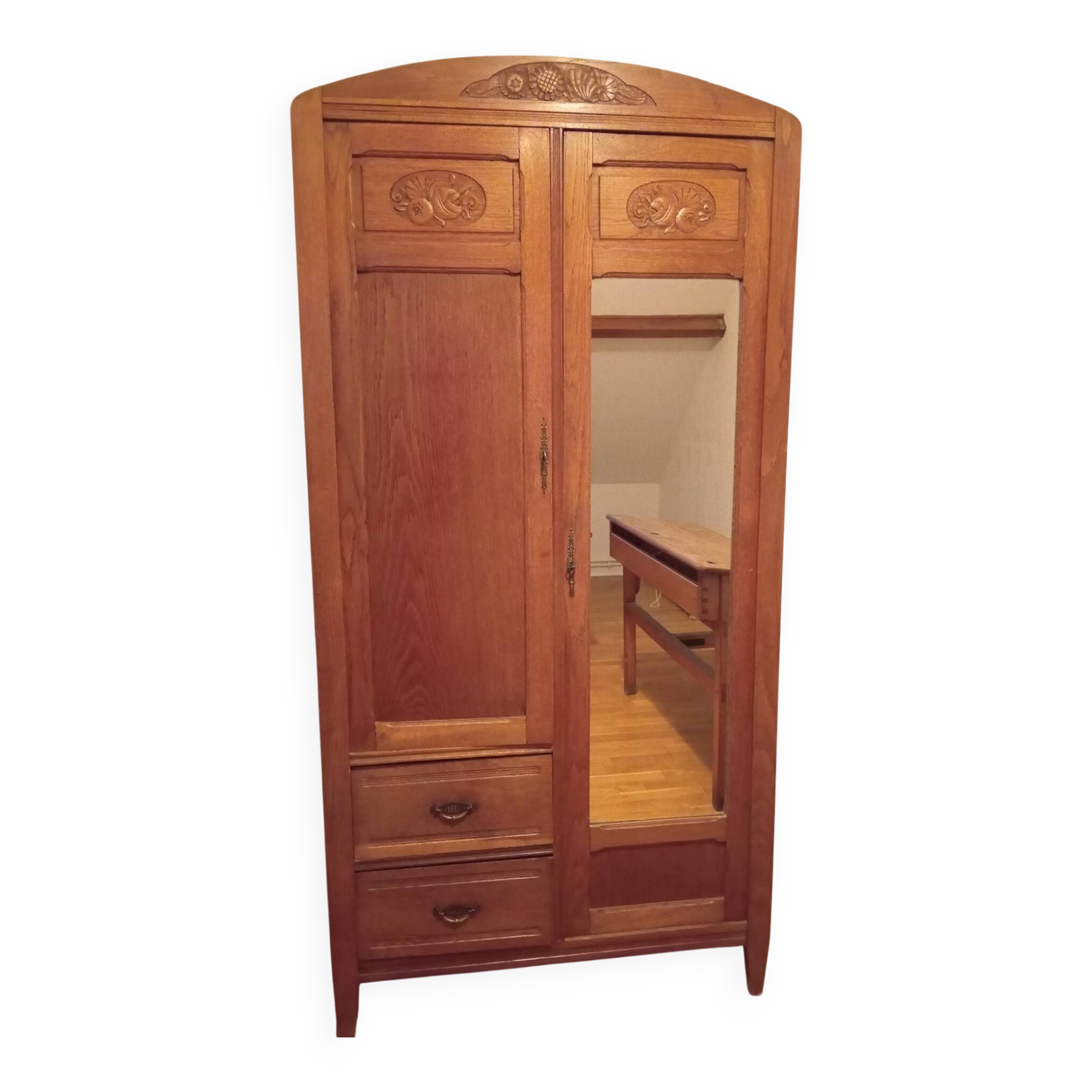Parisian Art Deco wardrobe in solid oak