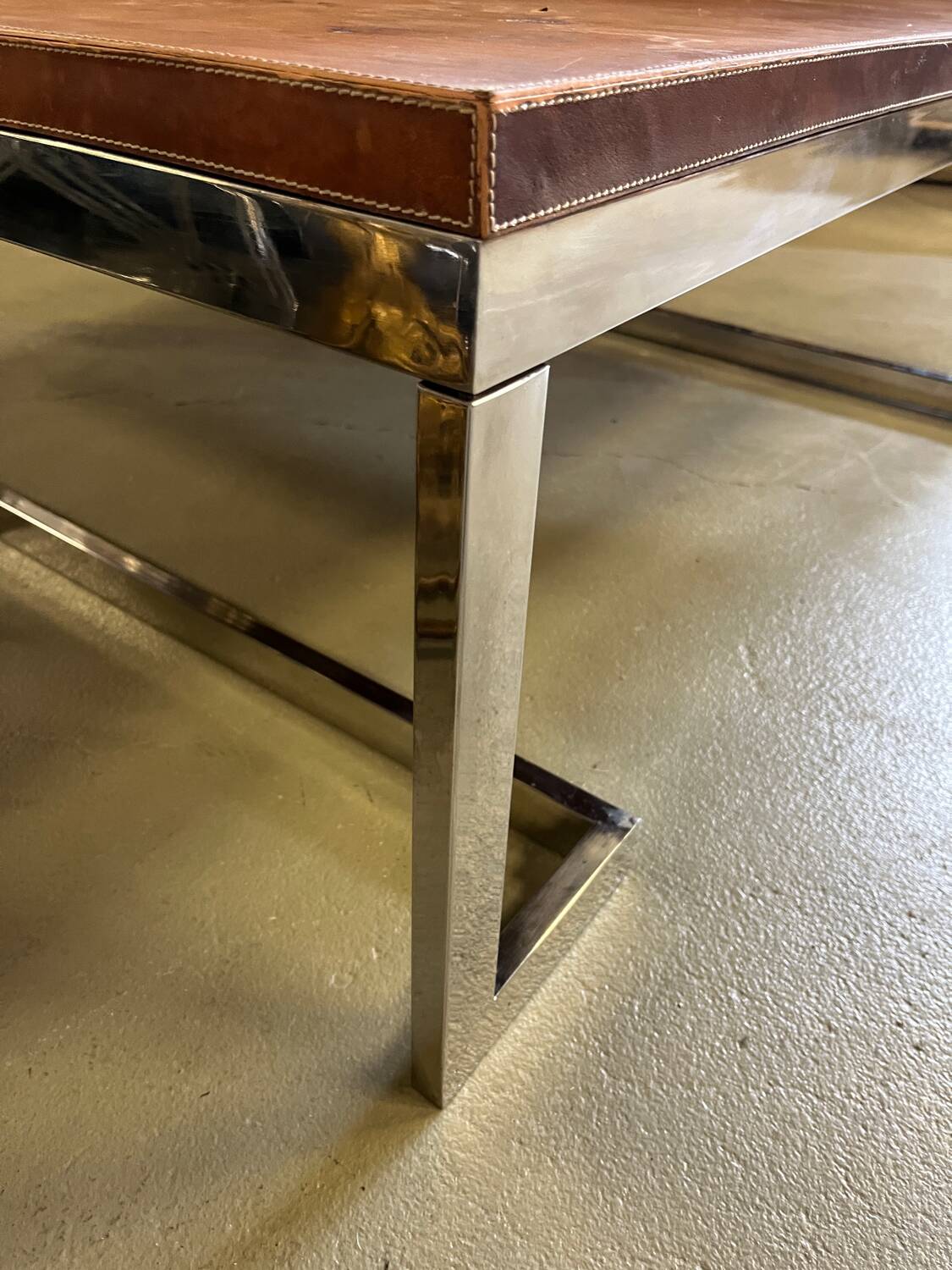Leather and chrome coffee table, 1970s