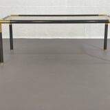 Gunmetal gold metal and smoked glass coffee table from the 70s