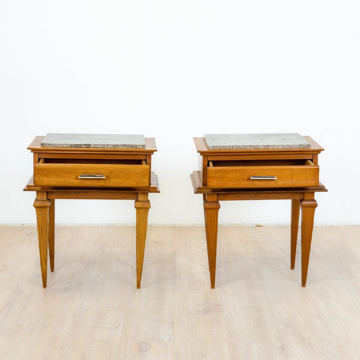 Art Deco bedside tables with marble tops, 1930s, set of 2