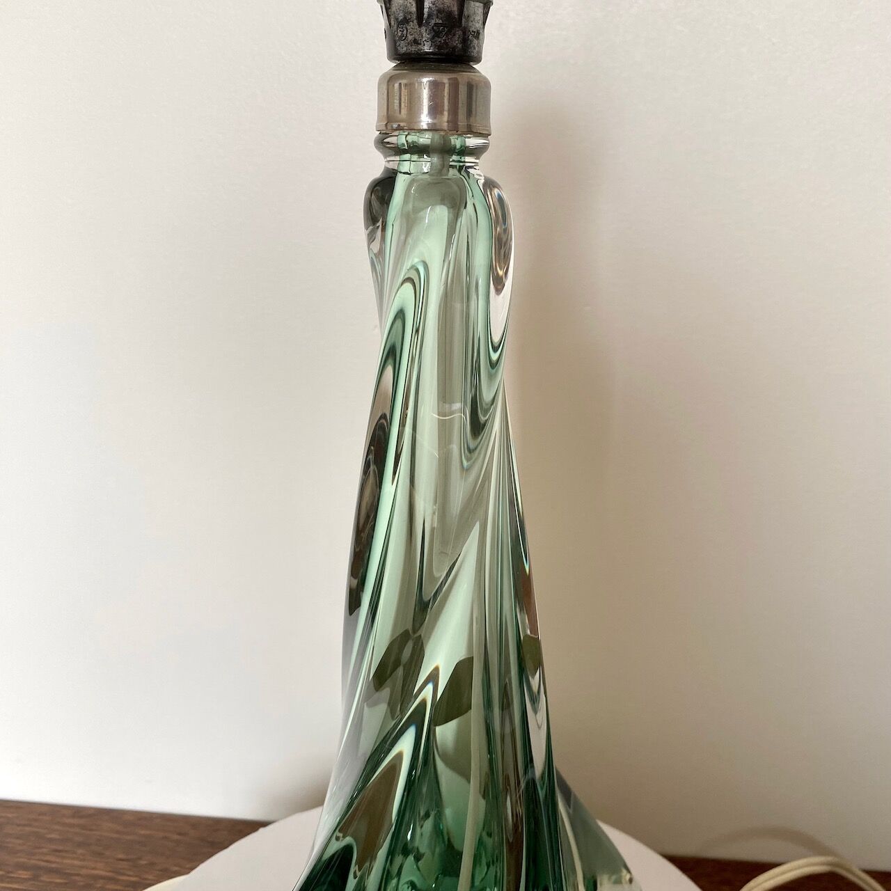Dark green Val Saint Lambert lamp