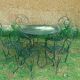 Salon de jardin, 1 table 5 fauteuils en fer forgé vert
