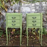 Pair of Louis XV style khaki bedside tables