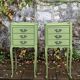 Pair of khaki bedside tables in Louis XV style