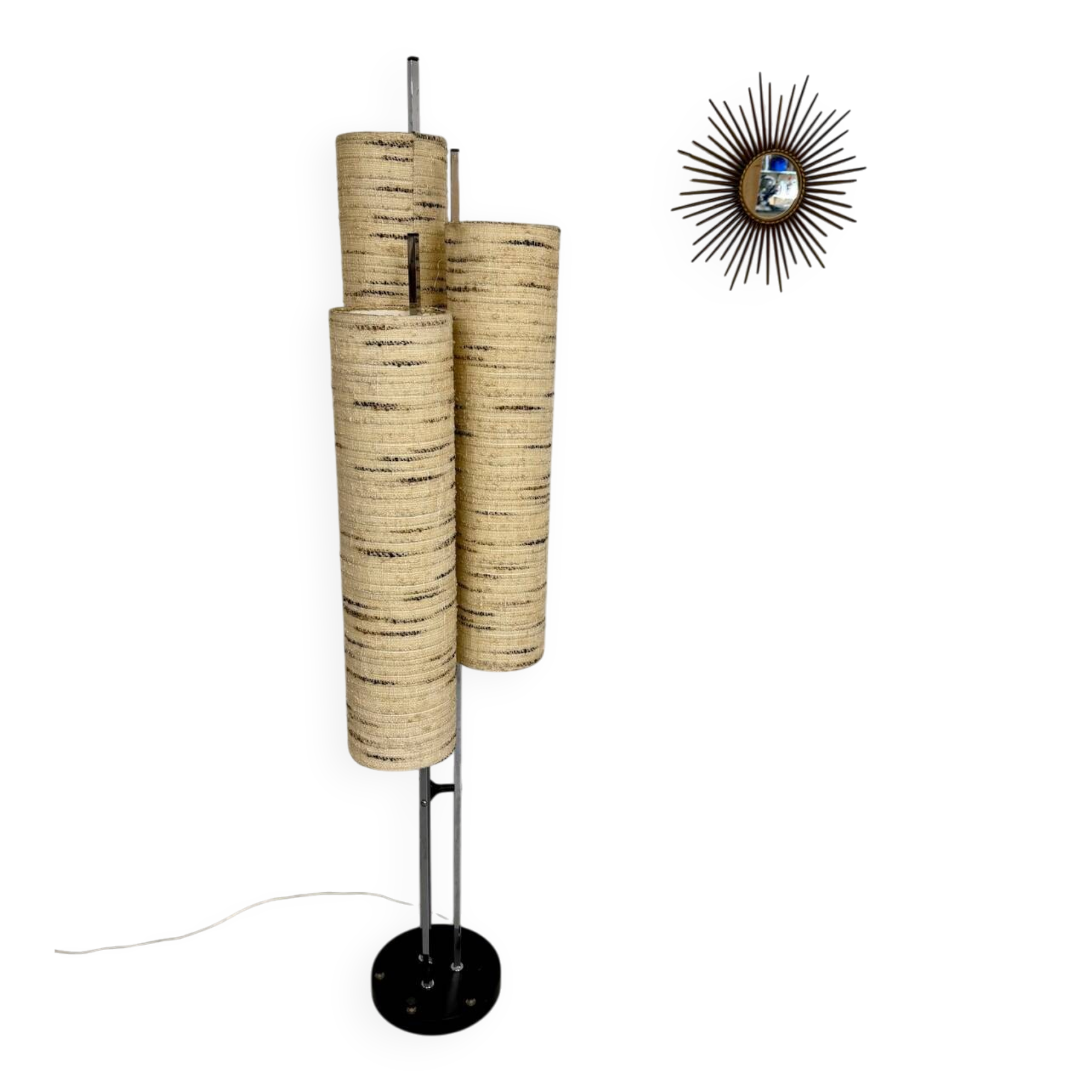 Ancien lampadaire des années 70 design Lemag vintage chromé 