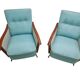 Pair of Mid Century modern, vintage armchairs, wooden and tubular frame, 1960's, Hungary